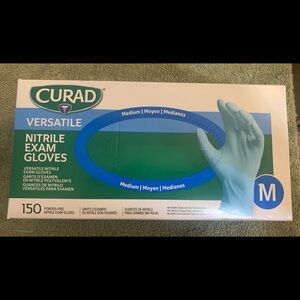 New! Curad Powder-Free Nitrile, Size: Medium, 150 Count.